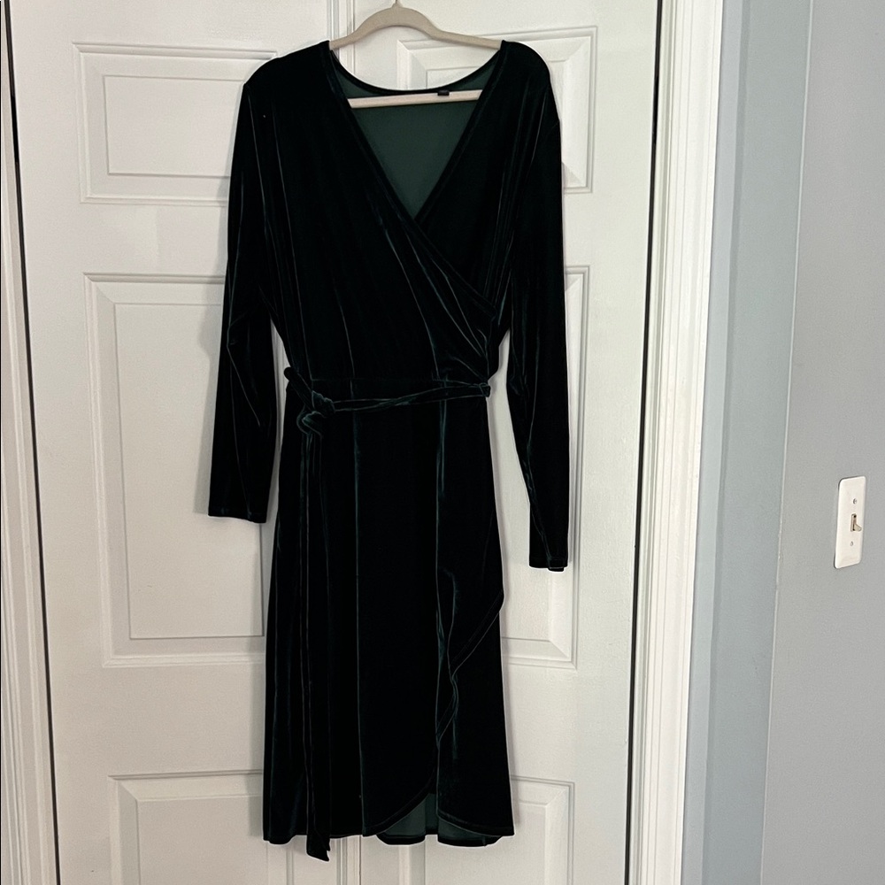 G.I.L.I. Green Velvet Long Sleeve Dress